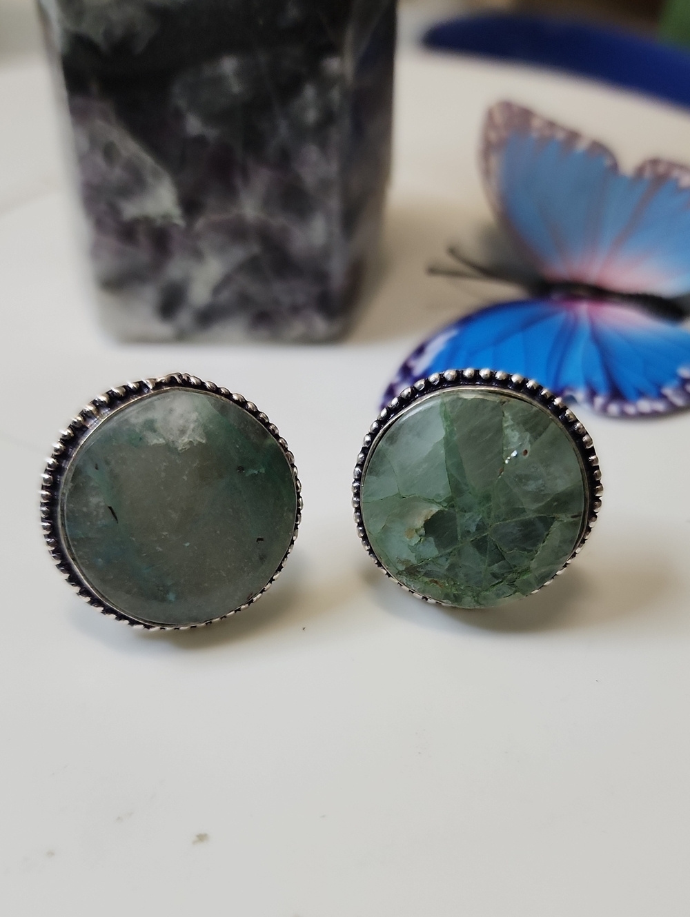 Green Stone Round Cufflinks